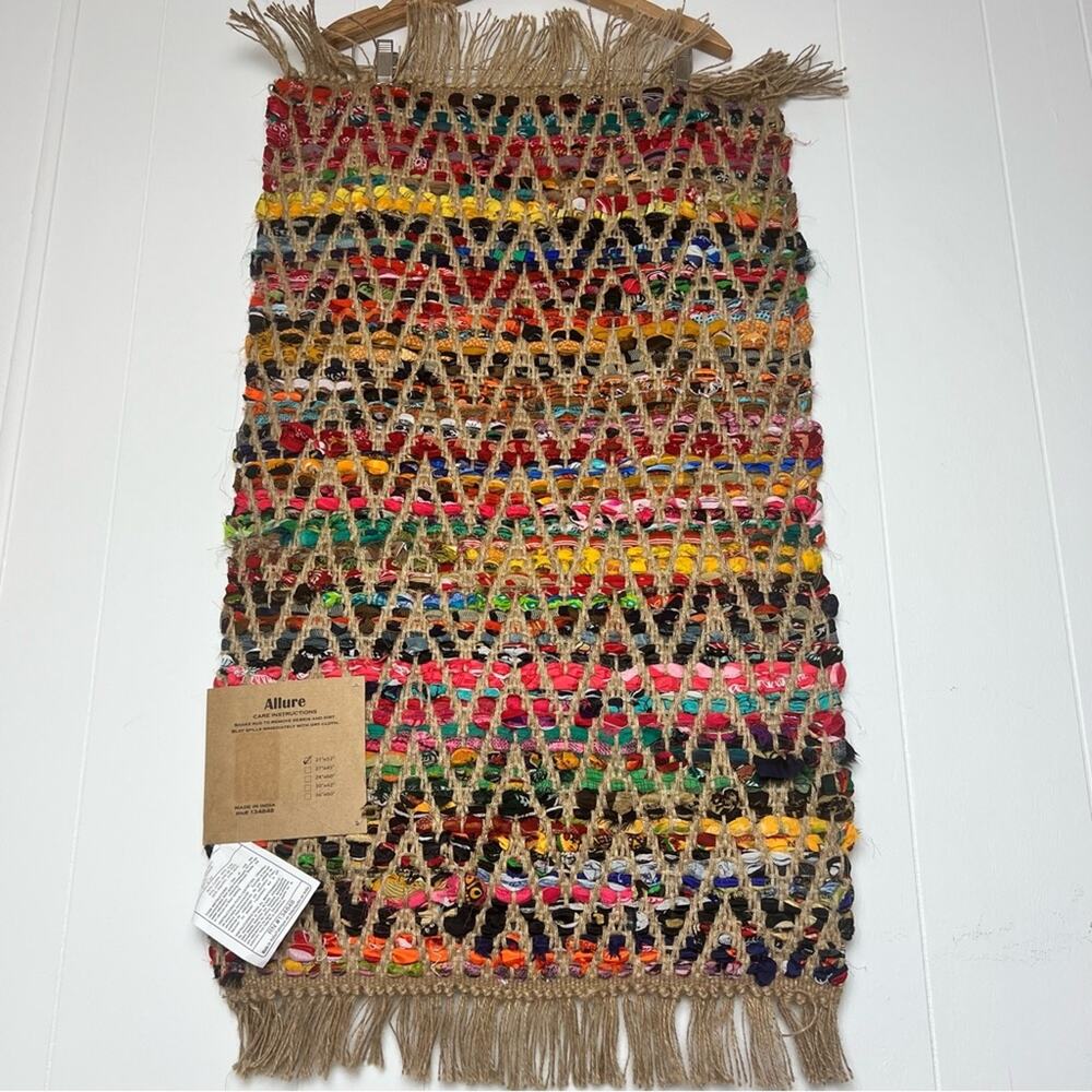 Allure Artisan Handcrafted Burlap Bright Multi-color Rag Rug - Picture 6 of 9